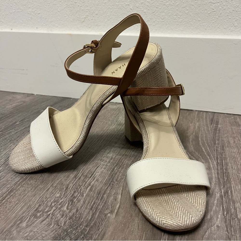 Cole Haan White and Brown Sandals